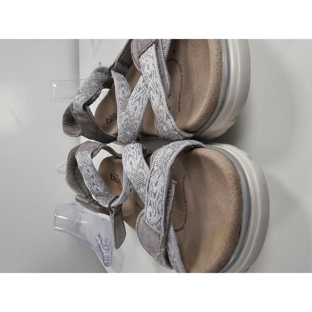 Taos Gray Suede and Fabric Adjustable Strap Sandals - Picture 14 of 15